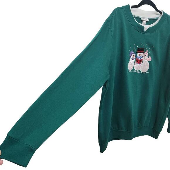 Vintage CW Classics Snow Family GraphicCrewneck SweatshirtGreen XL - Picture 3 of 6